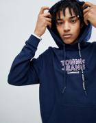 Tommy Jeans Small Chest Logo Hoodie Relaxed Regular Fit In Navy - Navy