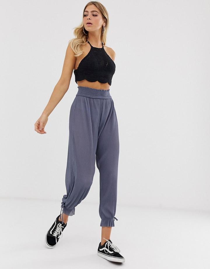 Asos Design Pleated Harem With Cuff Detail - Green