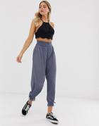 Asos Design Pleated Harem With Cuff Detail - Green