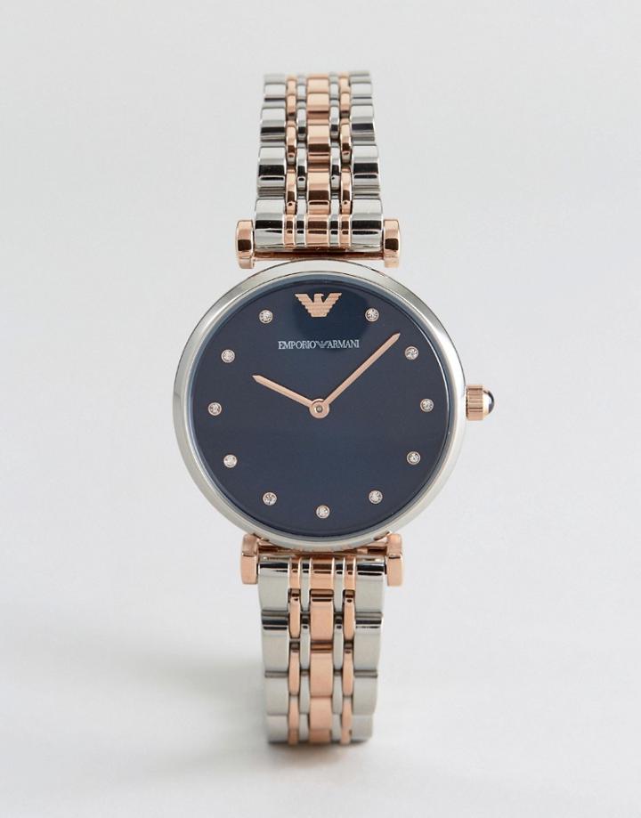 Emporio Armani Ar11092 T-bar Bracelet Watch In Mixed Metal - Silver