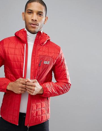 Jack Wolfskin Andean Peaks Square Quilted Jacket In Red - Red