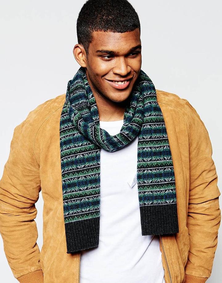 Original Penguin Fairisle Wool Scarf - Gray