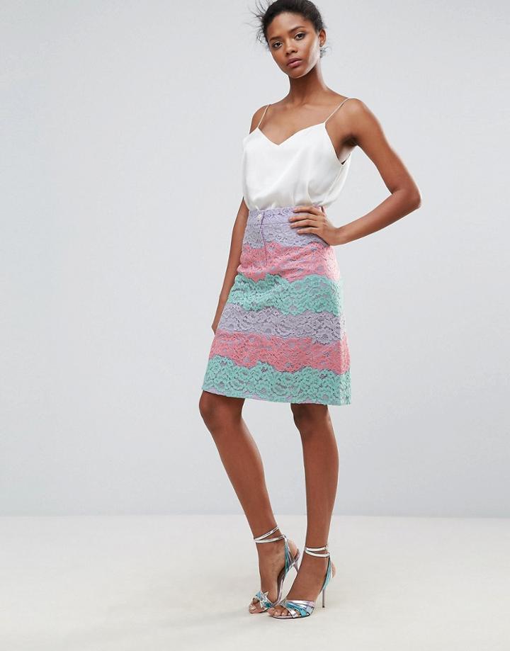 Traffic People Rainbow Lace Skirt - Pink