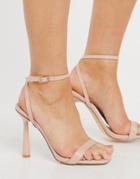 Truffle Collection Barely There Heeled Sandals In Beige-neutral