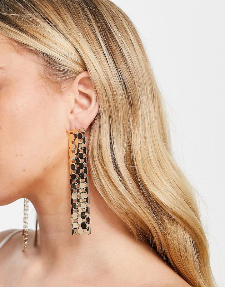 Topshop Watch Chain Drop Earrings In Gold