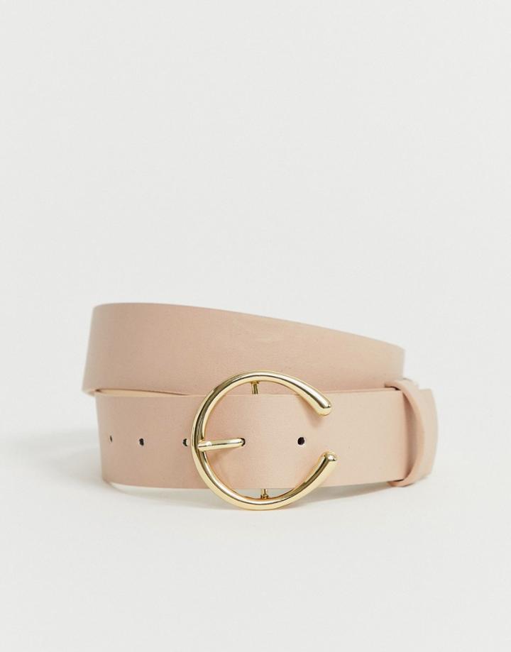 New Look Horseshoe Buckle Jeans Belt In Cream