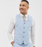 Asos Design Tall Wedding Skinny Suit Vest In Blue Cross Hatch - Blue