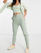 Miss Selfridge Khaki Mid Fit Sweatpants-green