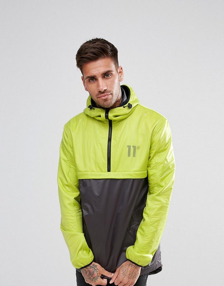 11 Degrees Windbreaker Jacket In Neon Yellow - Yellow