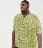 Asos Design Plus Festival Relaxed Leopard Print Shirt In Yellow - Yellow
