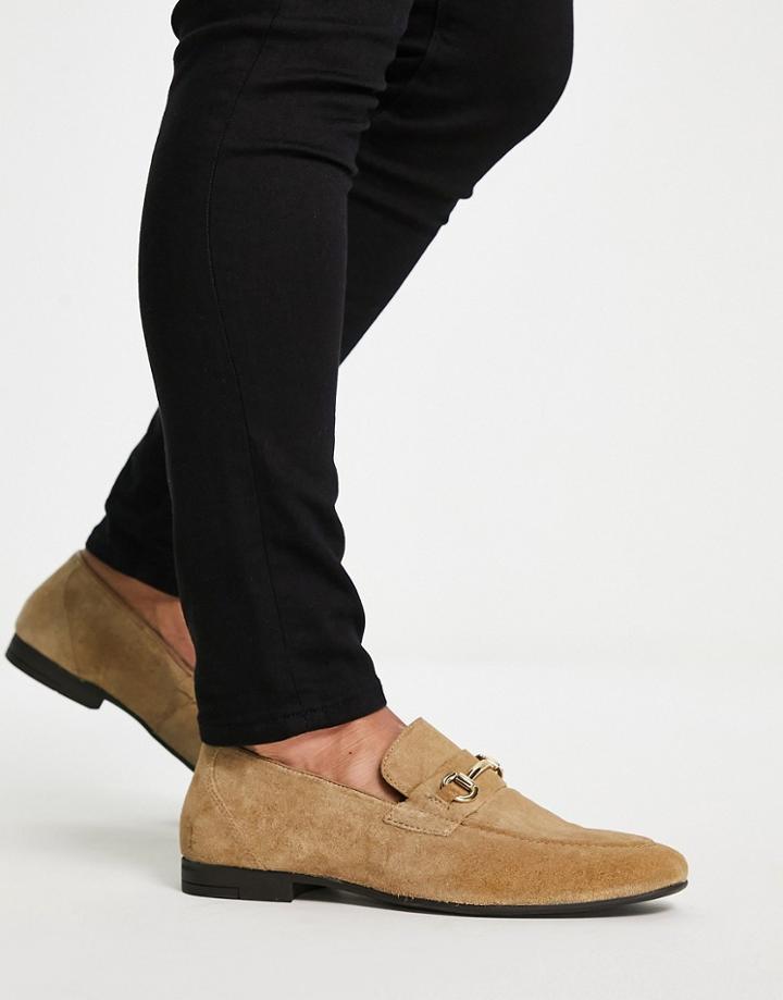 Red Tape Metal Trim Loafers In Sand Suede-neutral