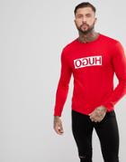 Hugo Reverse Logo Crew Neck Sweat In Red - Red