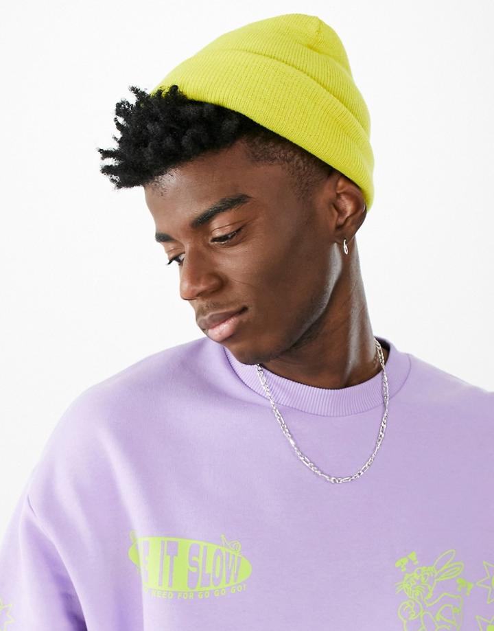 Asos Design Beanie In Yellow