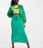 Collusion Midi Skirt With Drawstring Waist In Green