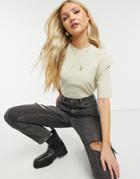 Pieces 3/4 Sleeve Blouse With Ruffle Detail In Beige-neutral