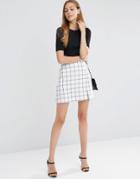 Asos Check Mini Skirt With Split Detail - Multi