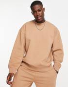 Topman Oversized Sweatshirt In Stone - Part Of A Set-brown