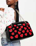 Love Moschino All Over Heart Shoulder Bag In Black