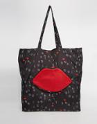 Lulu Guinness Letter Lips Foldaway Shopper Bag