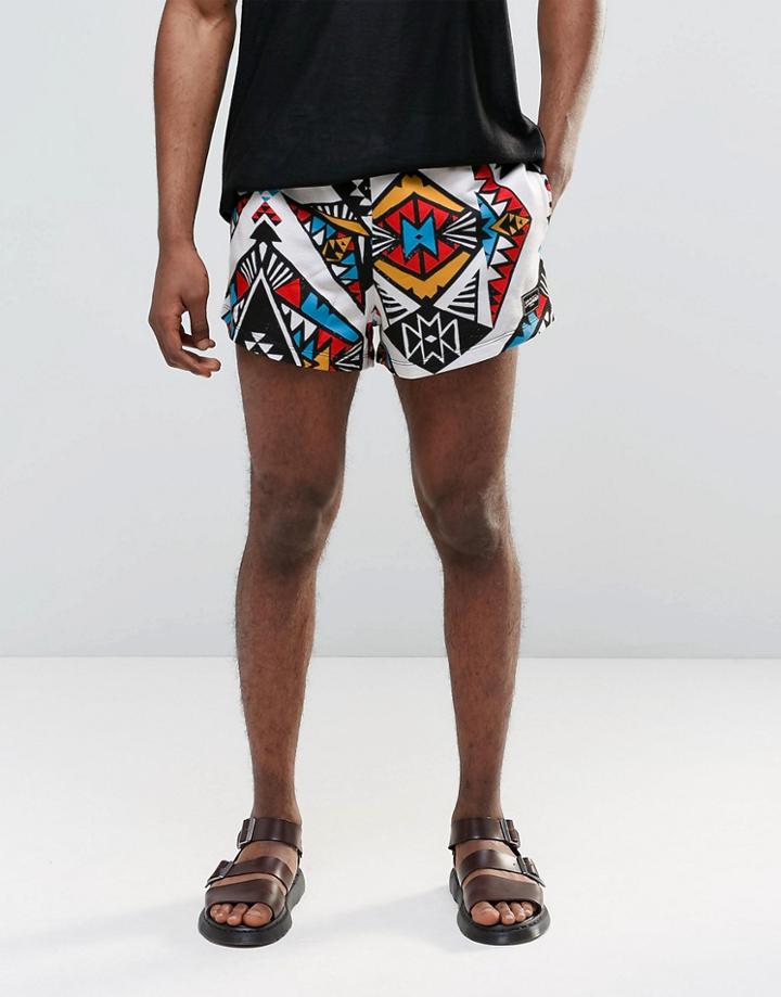 Jaded London Retro Shorts With All Over Kaleidoscope Print - Black