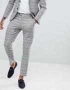 Boohooman Slim Fit Suit Pants In Prince Of Wales Check - Gray