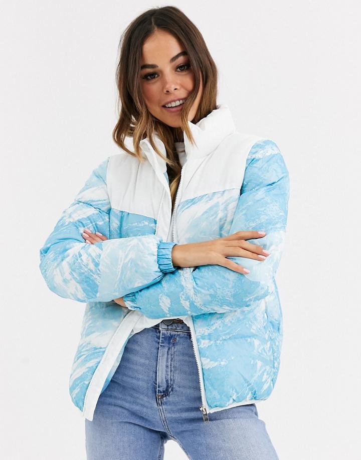 Brave Soul Davis Paneled Puffer Jacket-blue