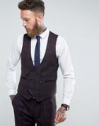 Gianni Feraud Skinny Fit Blue And Red Checked Vest - Blue