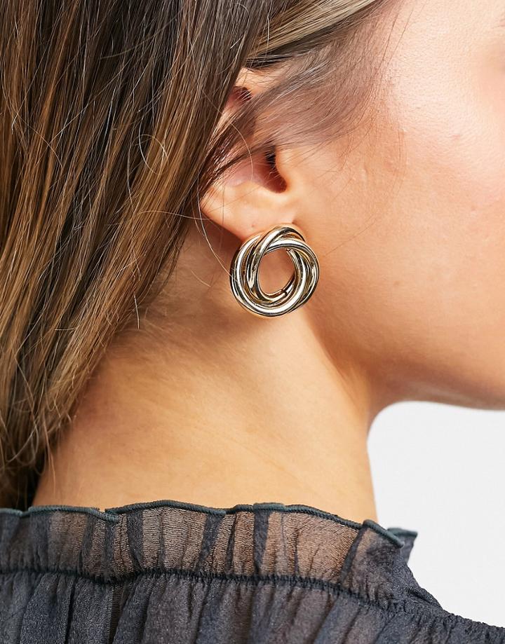 Asos Design Stud Earrings With Oversized Open Circle In Gold Tone