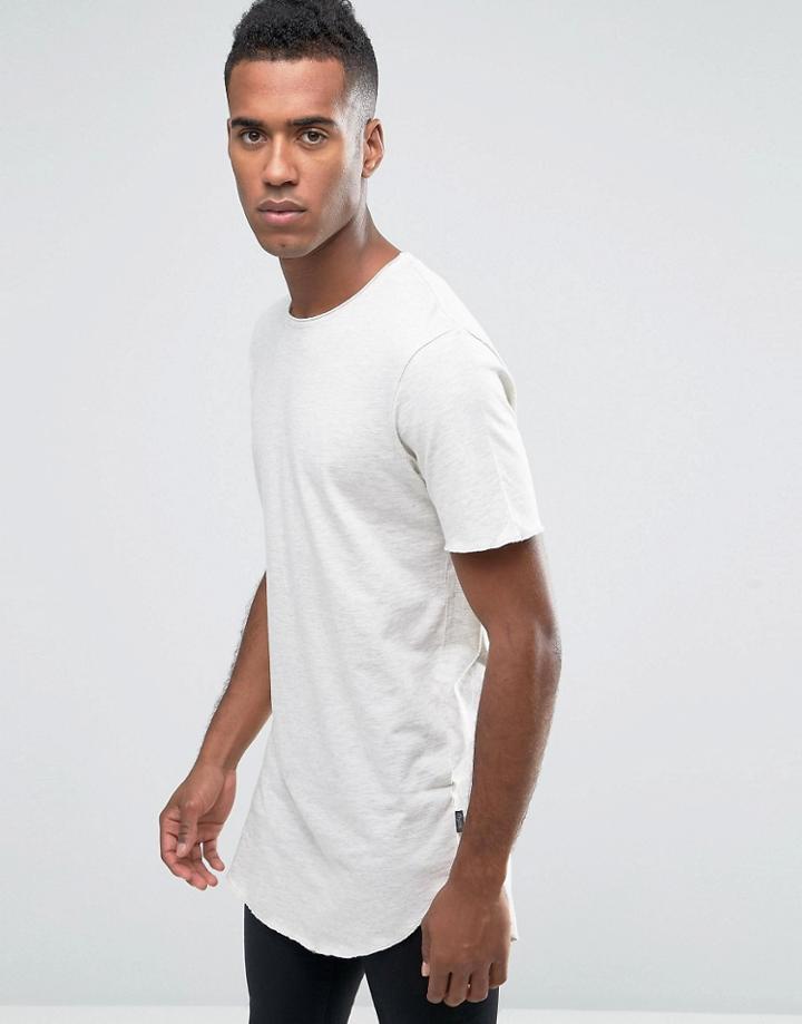 Jack & Jones Longline T-shirt With Curved Hem - Gray