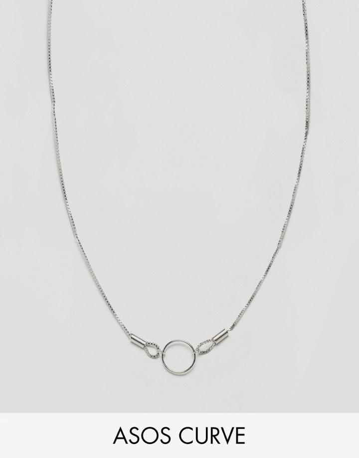 Asos Curve Open Circle Short Pendant Necklace - Silver