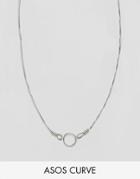 Asos Curve Open Circle Short Pendant Necklace - Silver