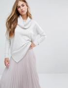 Miss Selfridge Cowl Neck Slouchy Sweater - Gray