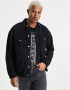 Dr Denim Oversized Denim Jacket In Washed Black