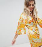 Sacred Hawk Wrap Front Romper In Floral - Multi