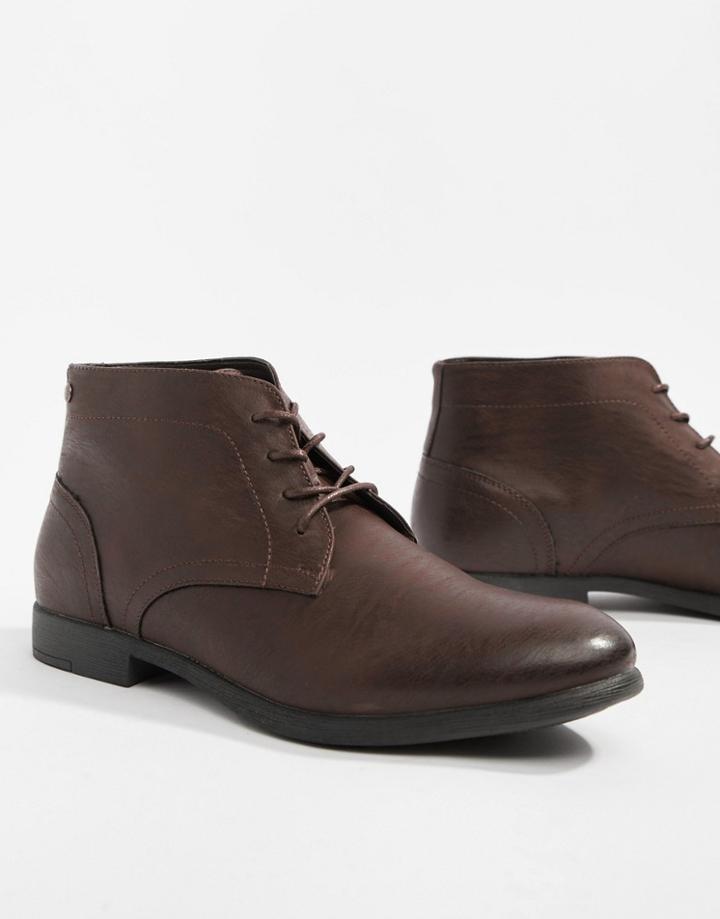 Jack & Jones Lace Up Boots-brown