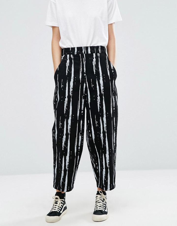 Asos White Ovoid Jeans In Paint Stripe Print - Multi
