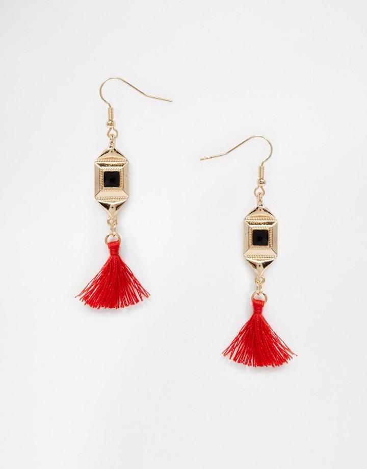 Asos Mini Square Tassel Earrings - Gold