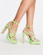 Simmi London Strappy Heeled Sandals In Green