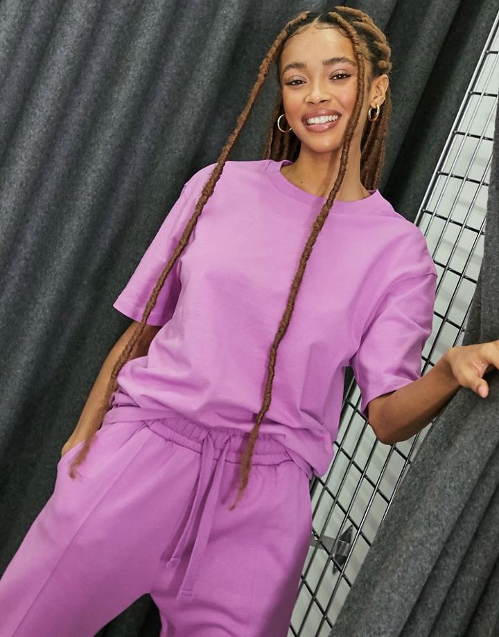 Bershka Unisex Oversized T-shirt In Purple