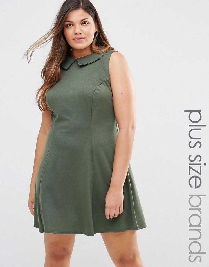 Club L Dress With Collar - Khaki