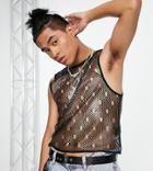 Collusion Metallic Net Tank Top In Black