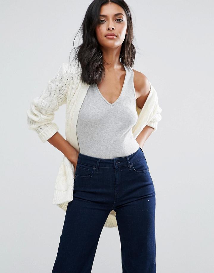 Pepe Jeans Mandy Chunky Alpaca Wool Mix Knit Belted Cardigan - Cream