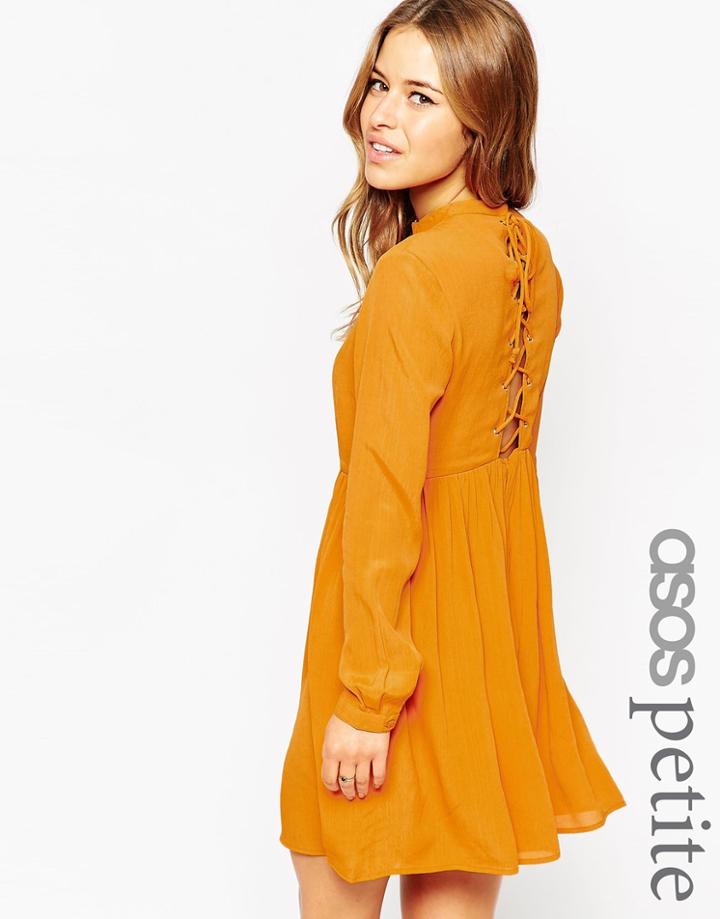 Asos Petite Skater Dress With Lace Up Back - Oxblood $60.00