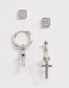 Icon Brand Earring 2 Pack In Silver - Silver