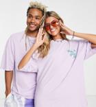 Collusion Unisex Oversized T-shirt With Lovely Day Print In Lilac-purple