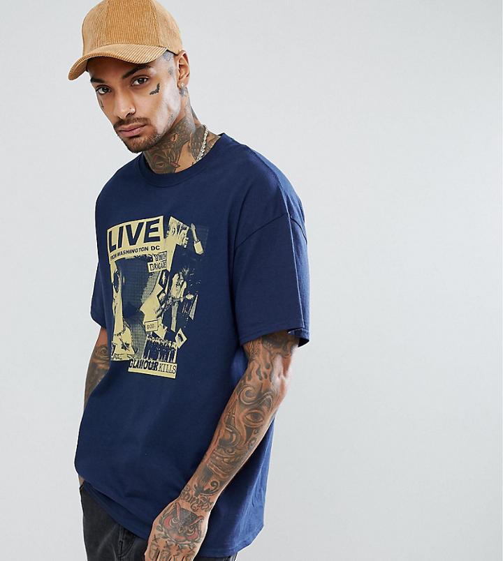 Reclaimed Vintage Inspired Short Sleeve T-shirt With Graphic Print - Navy