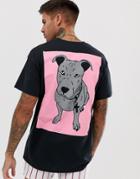 New Love Club Dog Back Print T-shirt In Oversized - Black
