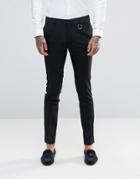 Asos Super Skinny Suit Pant With Polka Tipping - Black
