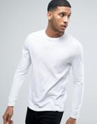 Asos Design Long Sleeve T-shirt With Crew Neck In White - White