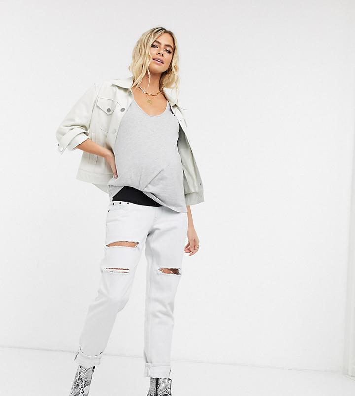 Topshop Maternity Mom Underbump Jeans In Super Bleach-blues